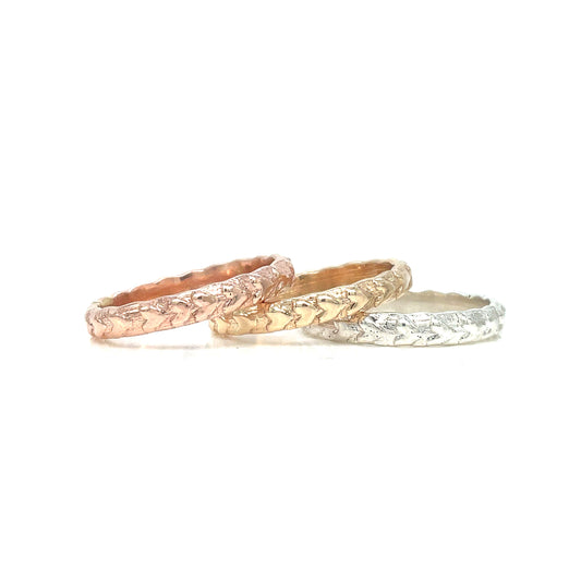 Stacking Ring | Embossed | Heart Pattern