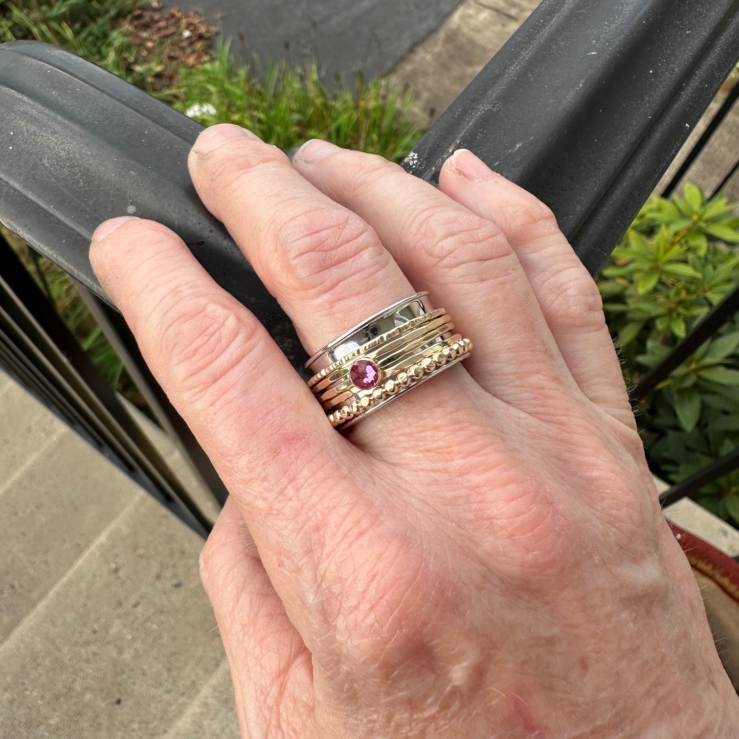 Fidget Ring | Spinner | Pink Tourmaline Crystal