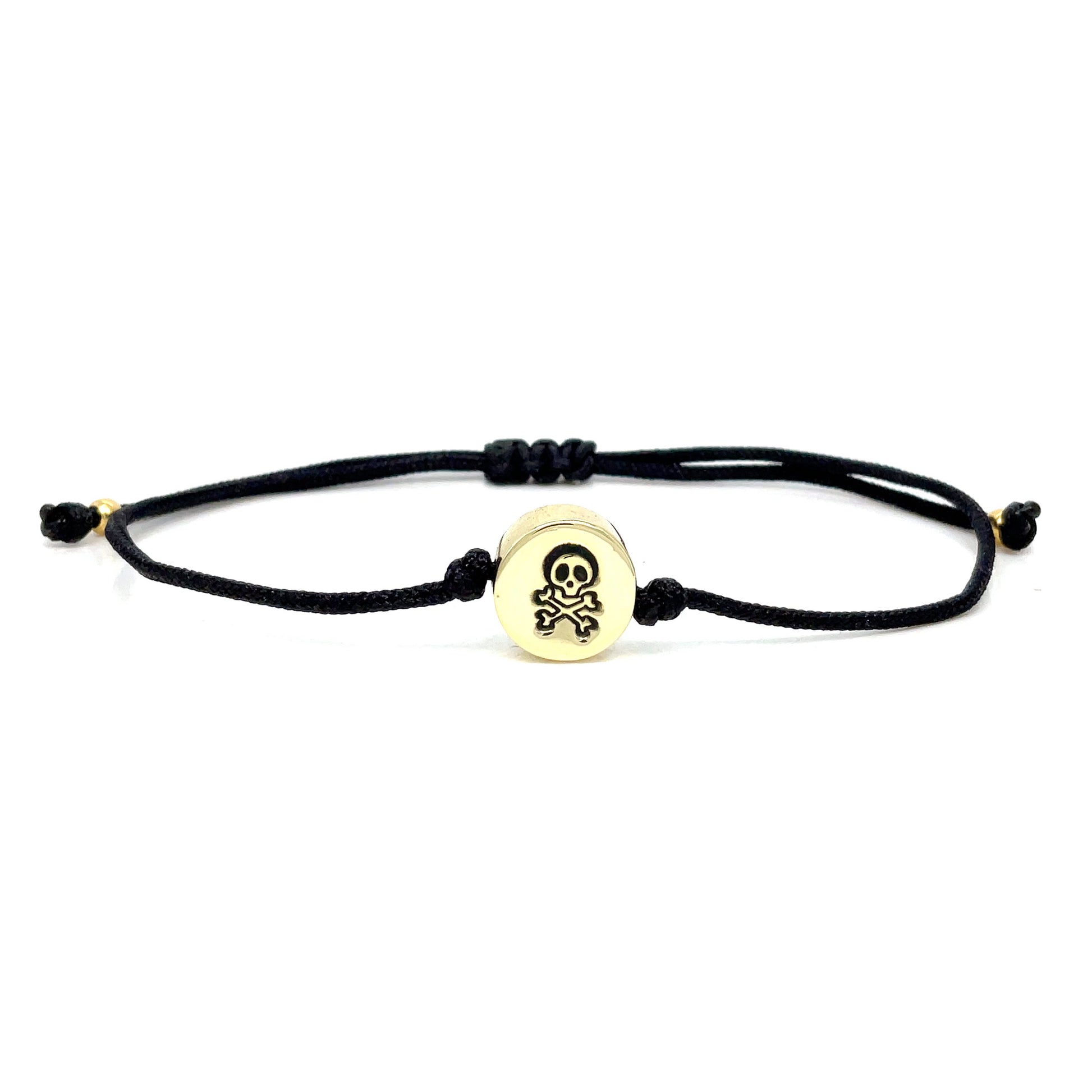 Skull and Crossbones Charm Friendship Bracelet - Customizable Cord and Metal